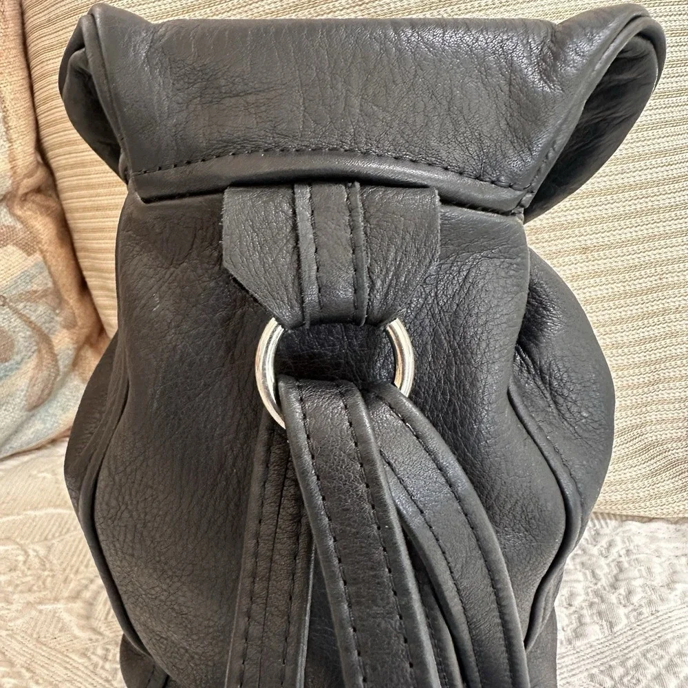 K. Bellum Handmade Full Grain Leather  Mini Backpack 10x12" Black Super Soft USA - Picture 6 of 9